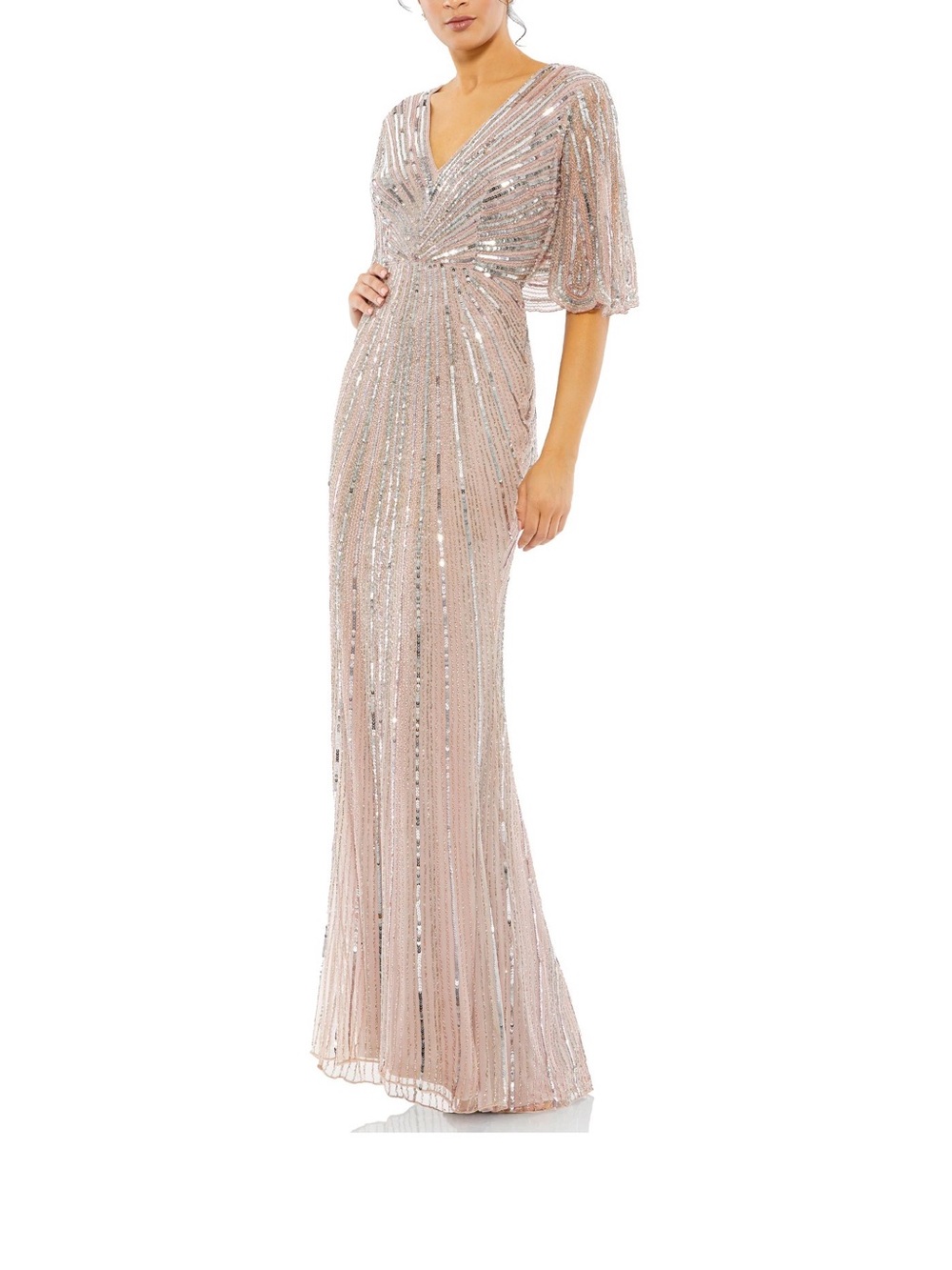 Mac Duggal 93583 Vintage Rose Beaded Gown NWT Size 8